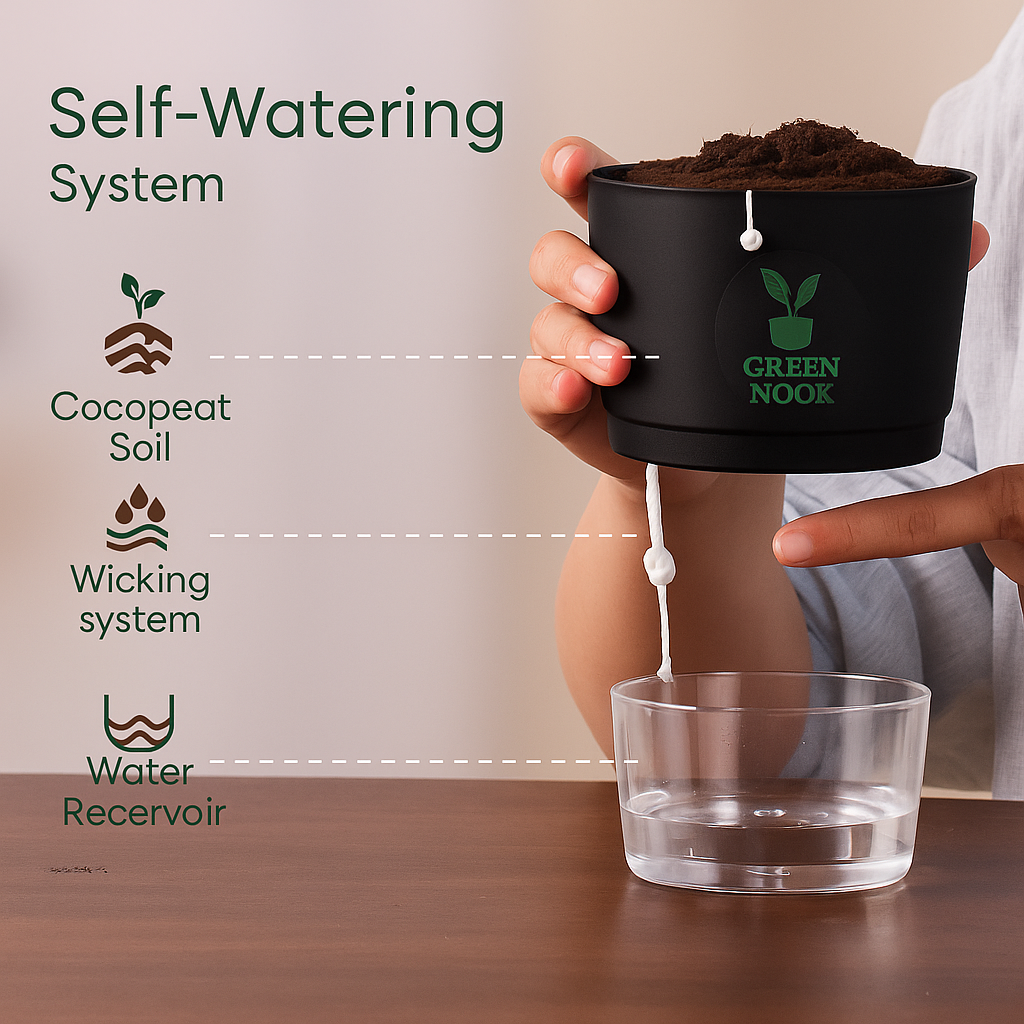 Self Watering Pot for indoor plants -Genny type-Pack of 3.