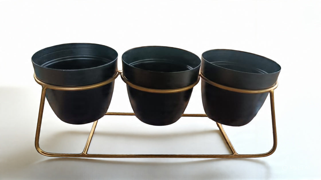 Desktop Metal 3 planters with stand.