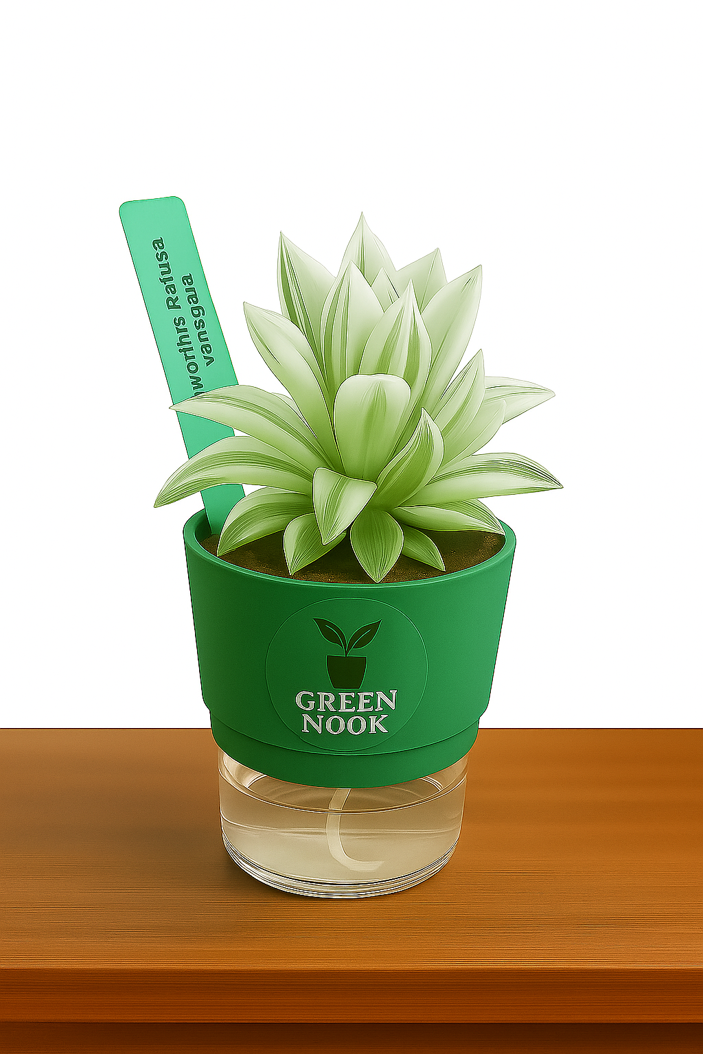 Haworthia retusa plant live indoor plant with self watering pot.