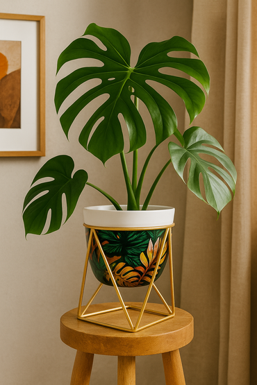 Pot with stand for indoor plants.