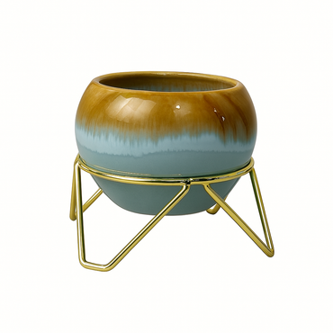 Pot with stand for indoor plants.
