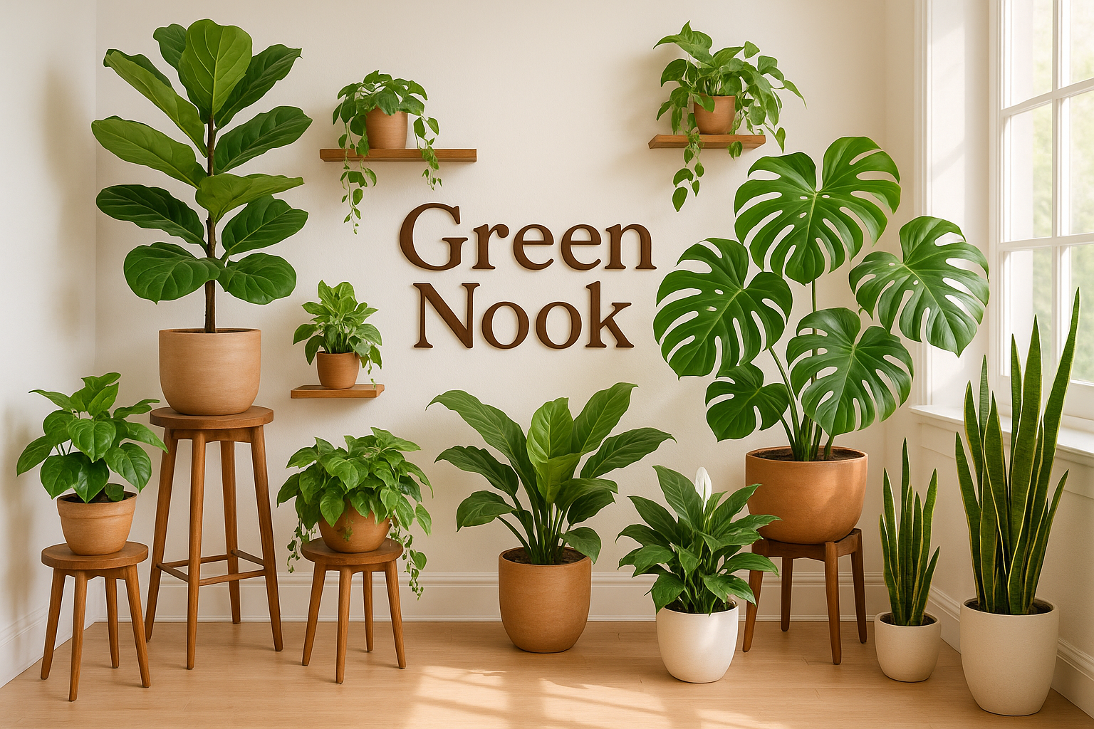 A indoor Plants Showcase with brand name Green Nook 